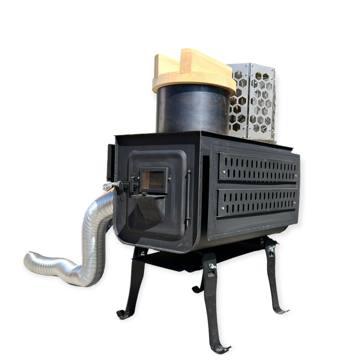 薪ストーブ　羽釜　飯ごう　薪用枝付き　　　 AMBER STOVE 新型羽釜2.0ver アルミ羽釜付 薪ストーブ サウナ